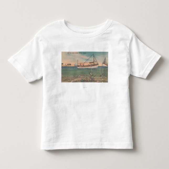 Tarpon Springs, FL - View of Boat & Deep Sea Toddler T-Shirt (Front)