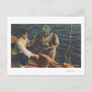 Tarpon Springs, FL - View of Diver Ascending Boa Postcard