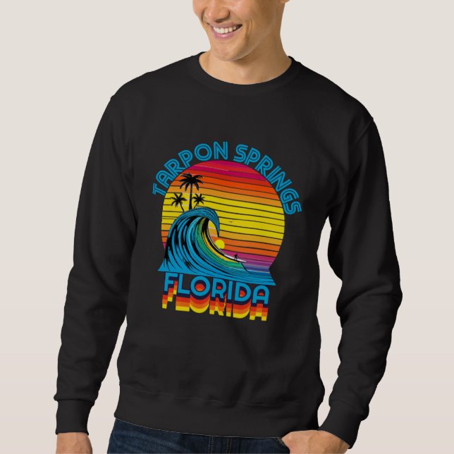 Tarpon Springs Florida Retro Throwback Surf & Beac Sweatshirt (Front)