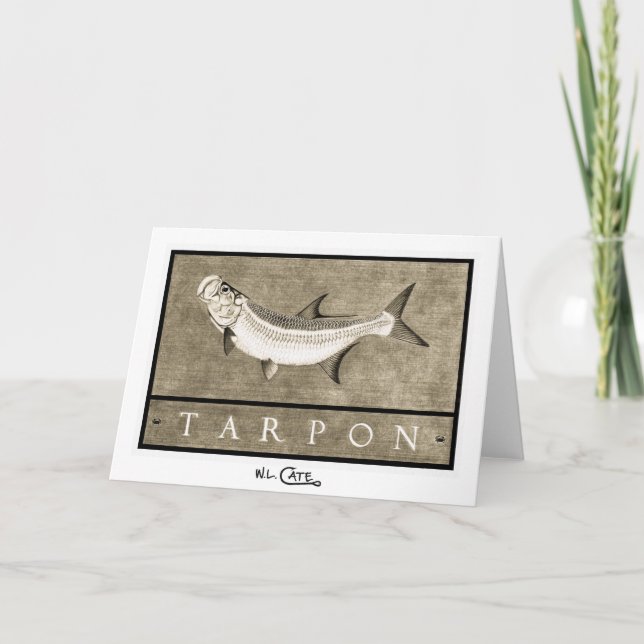 Tarpon Vintage Black & White Greeting & Note Cards (Front)