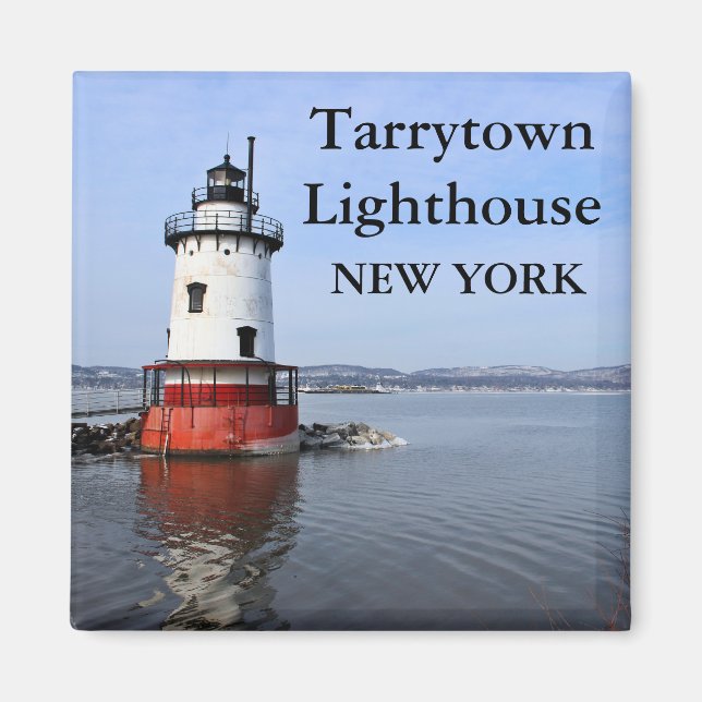 Tarrytown Lighthouse, New York Square Magnet (Front)