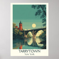Tarrytown New York Vintage Bridge River Art