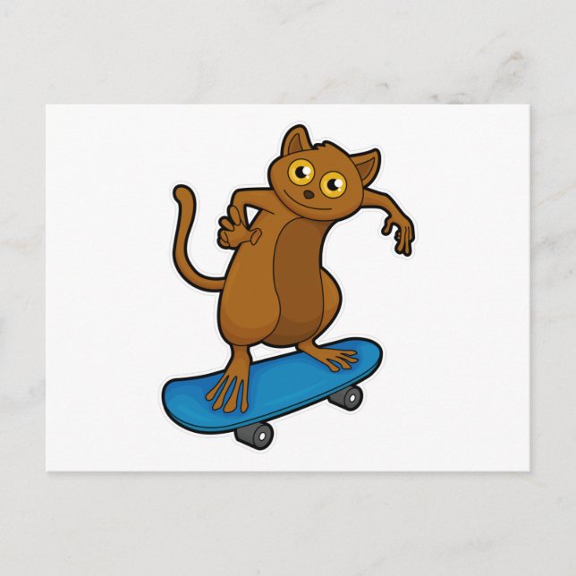 Tarsier as Skater with Skateboard Postcard (Front)