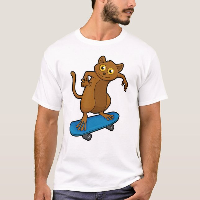 Tarsier as Skater with Skateboard T-Shirt (Front)