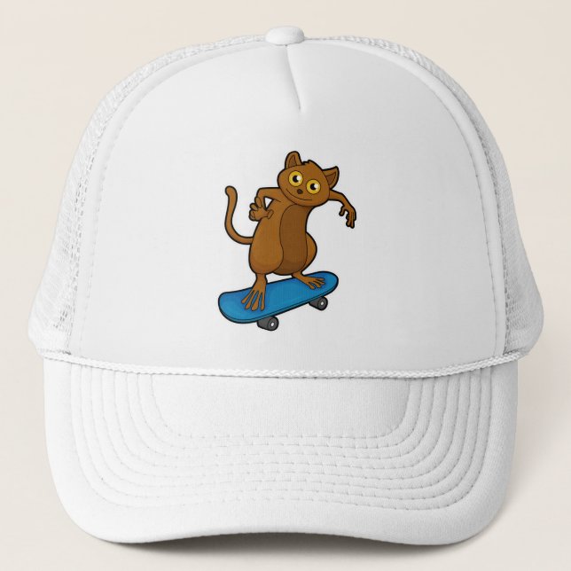 Tarsier as Skater with Skateboard Trucker Hat (Front)