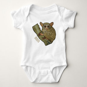 Tarsier cartoon illustration baby bodysuit