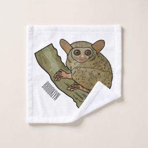 Tarsier cartoon illustration bath towel set