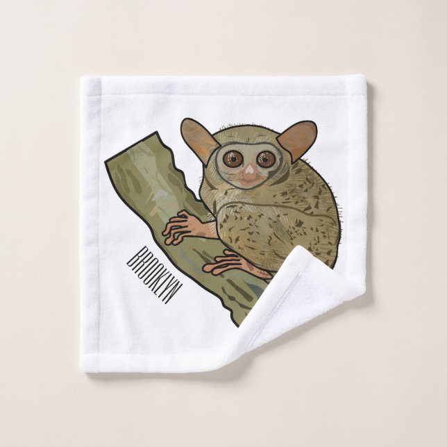 Tarsier cartoon illustration  bath towel set (Wash Cloth)