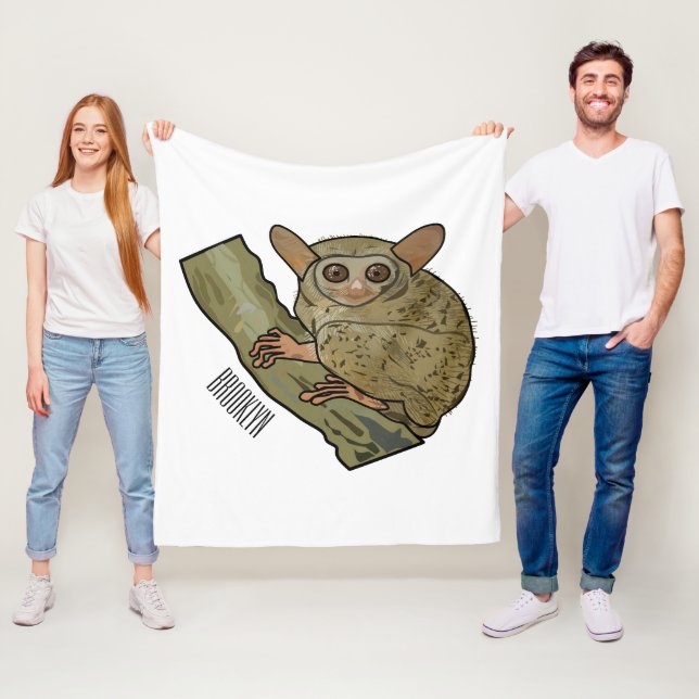 Tarsier cartoon illustration  fleece blanket (In Situ)