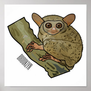 Tarsier cartoon illustration  poster