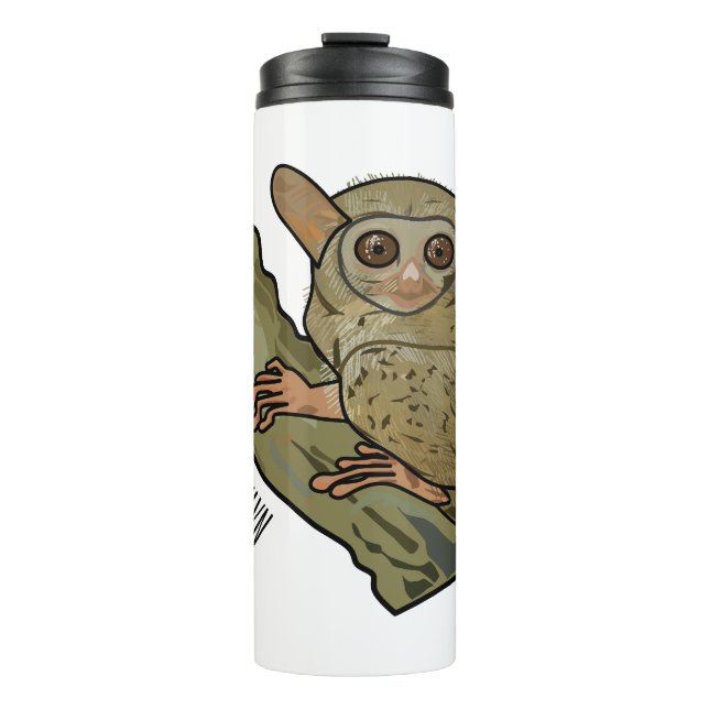 Tarsier cartoon illustration thermal tumbler (Front)