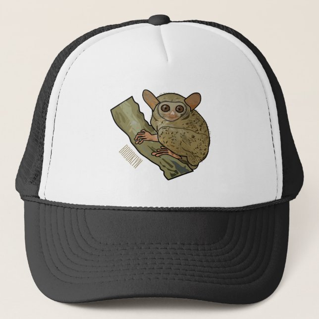 Tarsier cartoon illustration  trucker hat (Front)