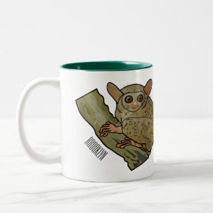 Tarsier cartoon illustration Two-Tone coffee mug
