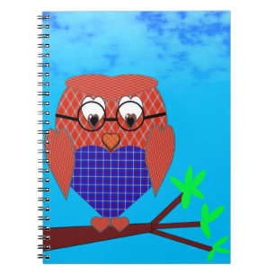 Tartan and Hearts Owl Notebook