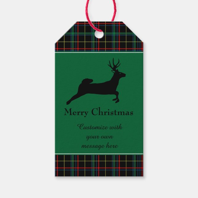 Tartan and Reindeer Christmas Gift Tags (Front)