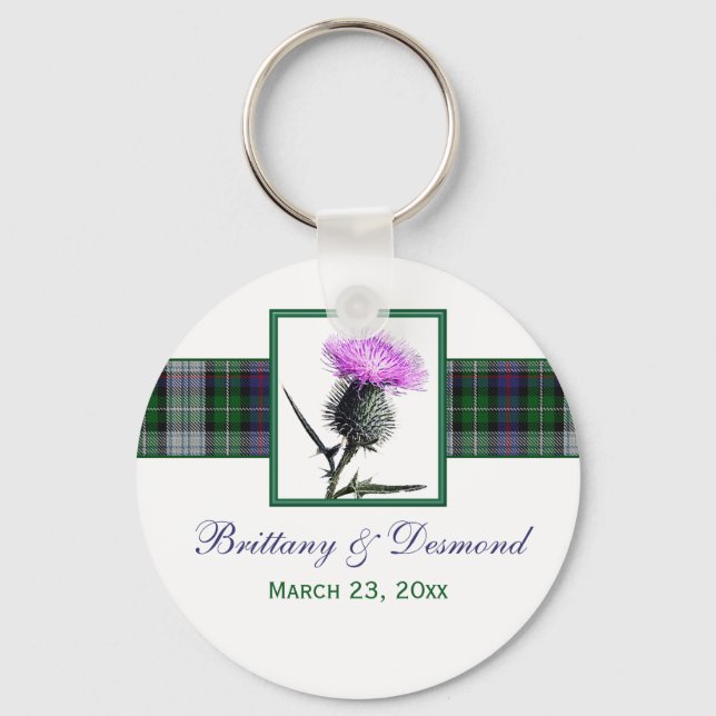 Tartan and Thistle Wedding Favour Keychain (Front)