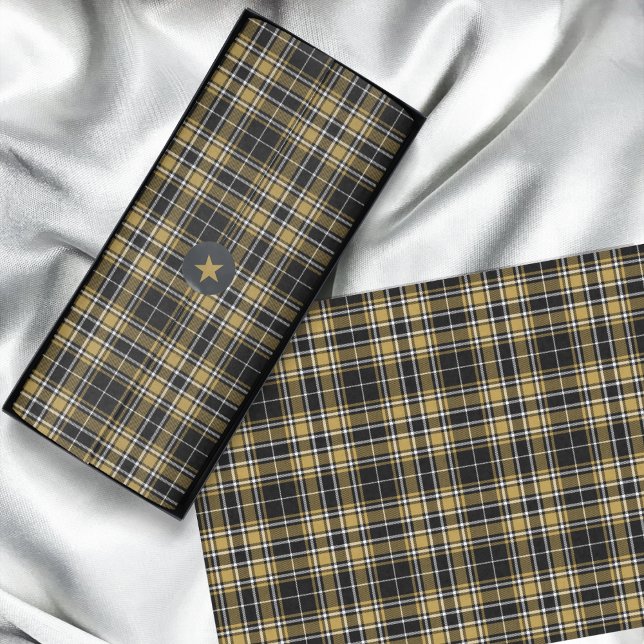 Tartan - Black CaramelGold OffWhite Tissue Paper (Tartan - Black CaramelGold OffWhite Tissue Paper by Leapfroglisics Shop)