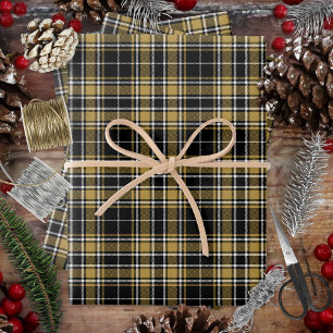 Tartan - Black CaramelGold OffWhite Wrapping Paper Sheet