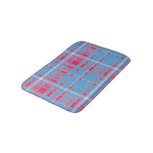 Tartan blue and red bath mat