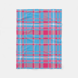Tartan blue and red fleece blanket