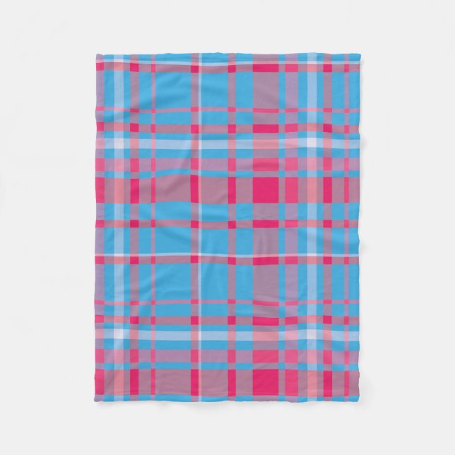 Tartan blue and red fleece blanket (Front)