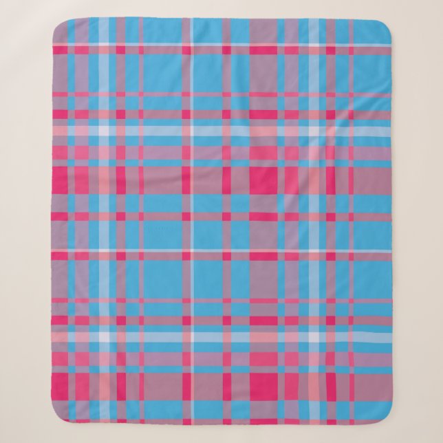 Tartan blue and red sherpa blanket (Front)