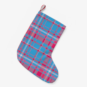 Tartan blue and red small christmas stocking