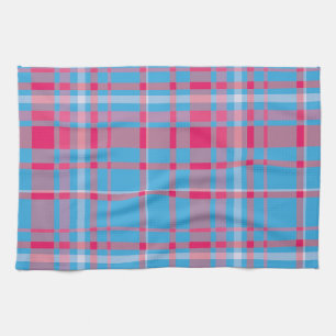 Tartan blue and red tea towel