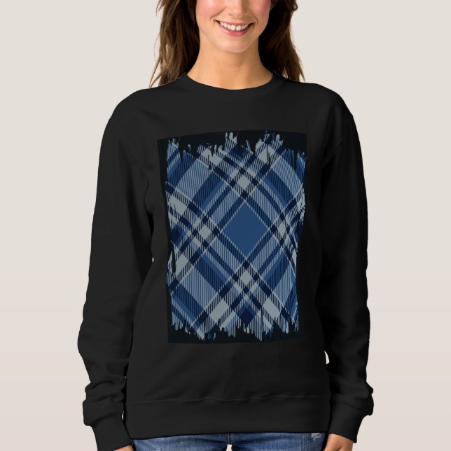Tartan Blue White Black St Patricks Fancy Dress Sweatshirt (Front)