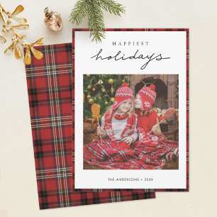 Tartan Border/Back Happy Holidays Photo Card