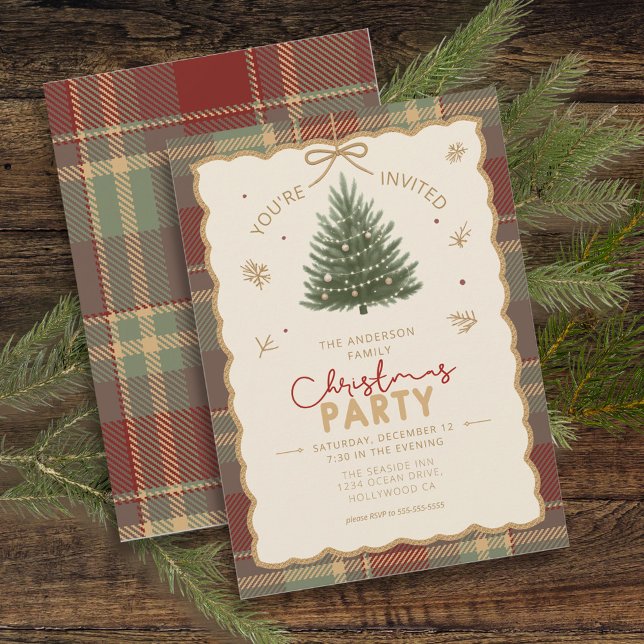Tartan Border Christmas Party ID1141A Holiday Card (Creator Uploaded)