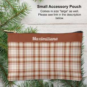 Tartan - Cement-Brown - SMALL Accessory Pouch