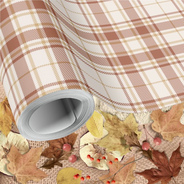 Tartan - Cement-Burnt Sienna-Rustic Gold Wrapping Paper (Tartan -Cement- Burnt Sienna-Rustic Gold- Wrapping Paper Roll by Leapfroglisics Shop)