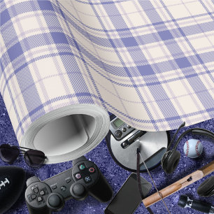 Tartan - Cement White-Dark Purple-Mauve Wrapping Paper