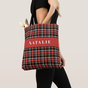 tartan check personalised winter tote bag
