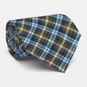 Tartan Check Plaid - Brown and Navy Tie