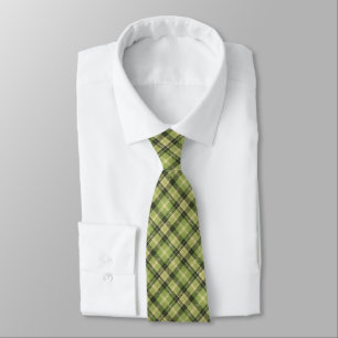 Tartan Check Plaid Moss Green Two-Sided Tie