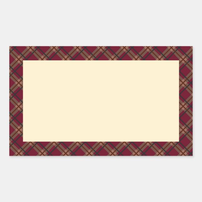 Tartan check (wine red) rectangular sticker (Front)