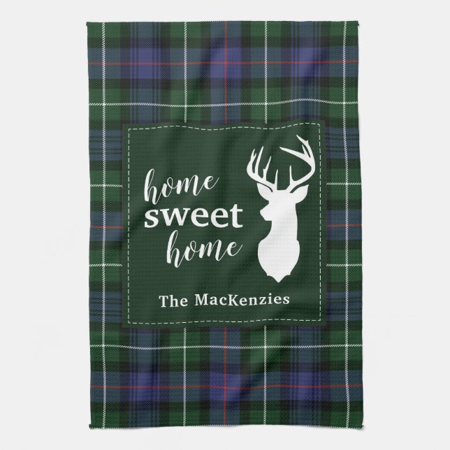 Tartan Christmas Clan MacKenzie Personalised Tea Towel (Vertical)