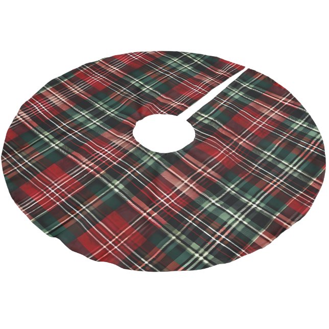 Tartan Christmas Tree Base Cover Up Brushed Polyester Tree Skirt (Angled)