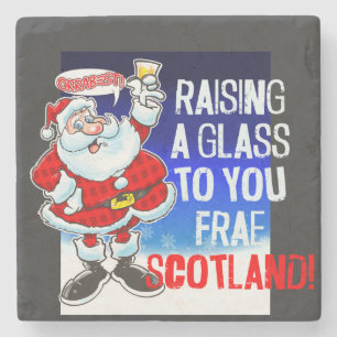 Tartan Clad Santa - Raising a Glass - Orrabest Stone Coaster