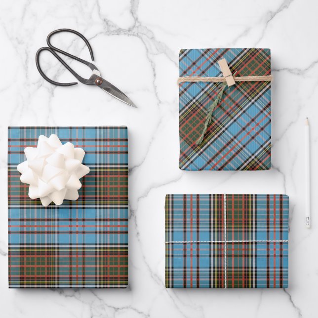 Tartan Clan Anderson Chequered Plaid Pattern Wrapping Paper Sheet (Front)