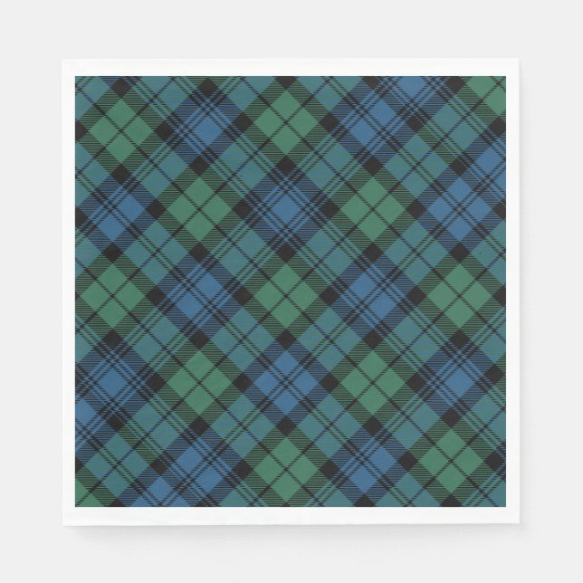 Tartan Clan Campbell Blue Green Chequered Pattern Napkin (Front)