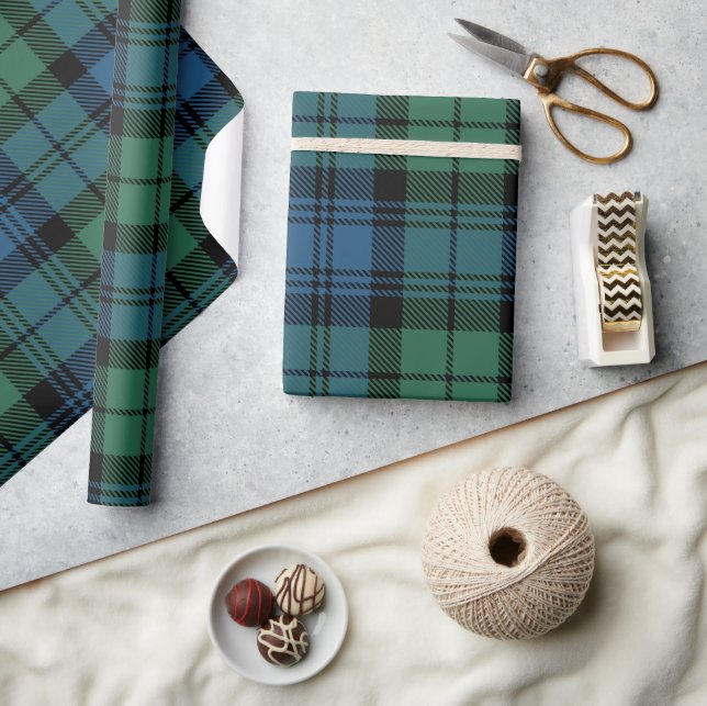 Tartan Clan Campbell Plaid Blue Green Check Wrapping Paper (Crafts)