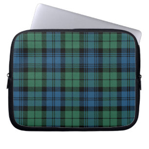 Tartan Clan Campbell Plaid Green Blue Chequered Laptop Sleeve
