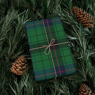 Tartan Clan Davidson Plaid Green Black Blue Wrapping Paper
