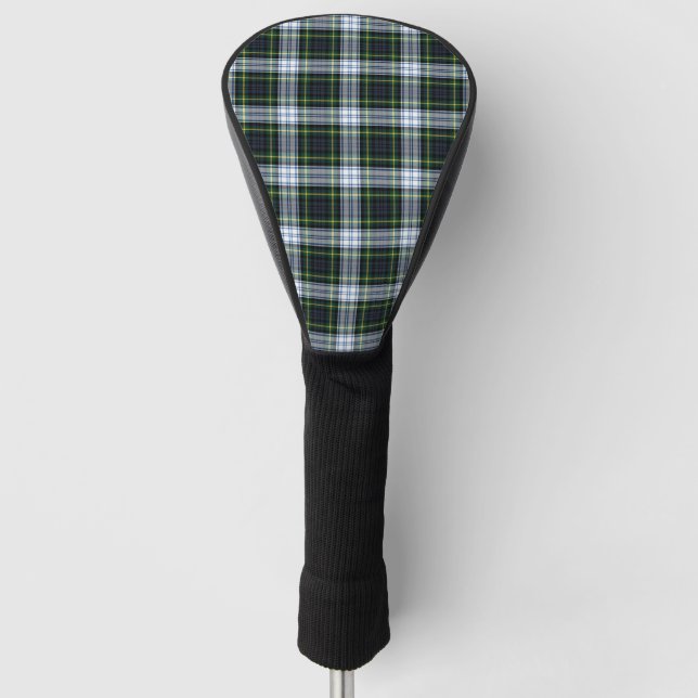 Tartan Clan Gordon Plaid White Green Chequered Golf Head Cover (Front)