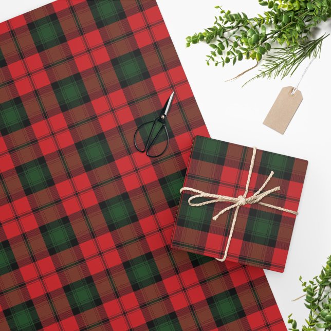 Tartan Clan Kerr Plaid Red Green Black Check Wrapping Paper (Creator Uploaded)