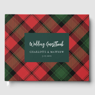 Tartan Clan Kerr Plaid Red Green Chequered Guest Book