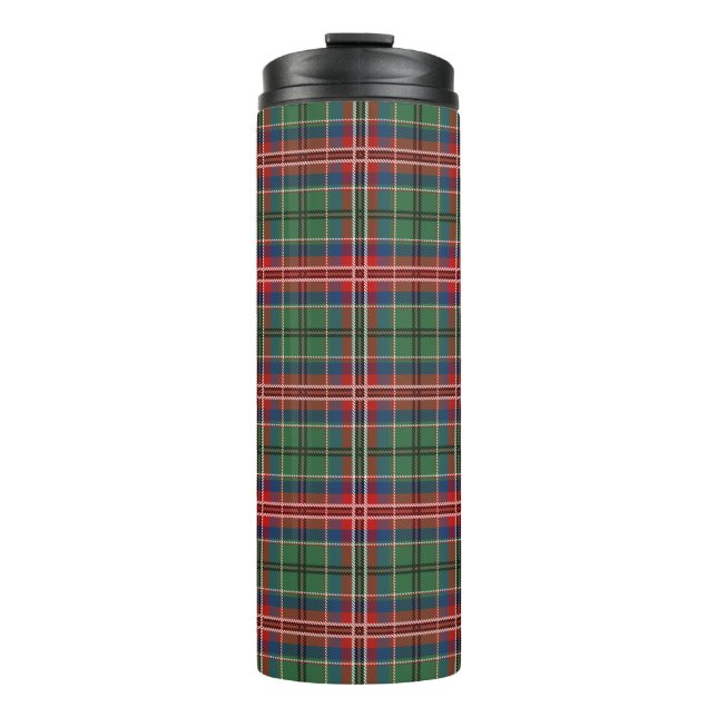 Tartan Clan MacCulloch Plaid Green Red Blue Check Thermal Tumbler (Front)